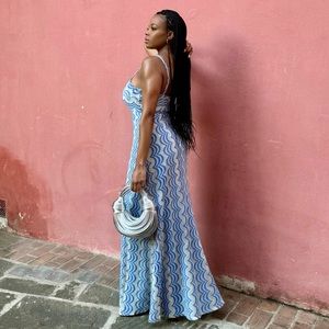 Ramy Brook- Misty Blue Wavy Knit- perfect for destination or spring wedding